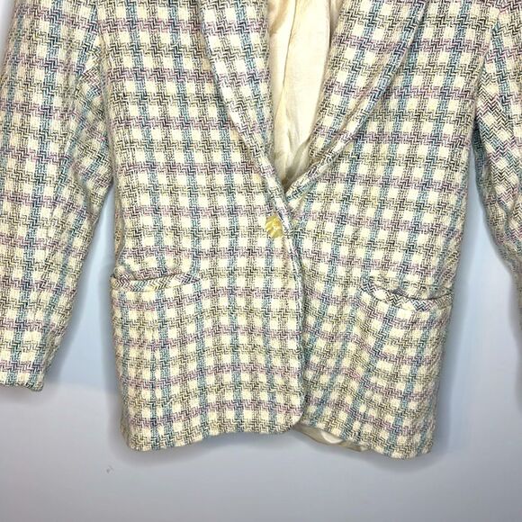 Vintage Petite Sophisticate Pastel Plaid Tweed Blaze-Perfect for Spring 6 - Picture 2 of 5